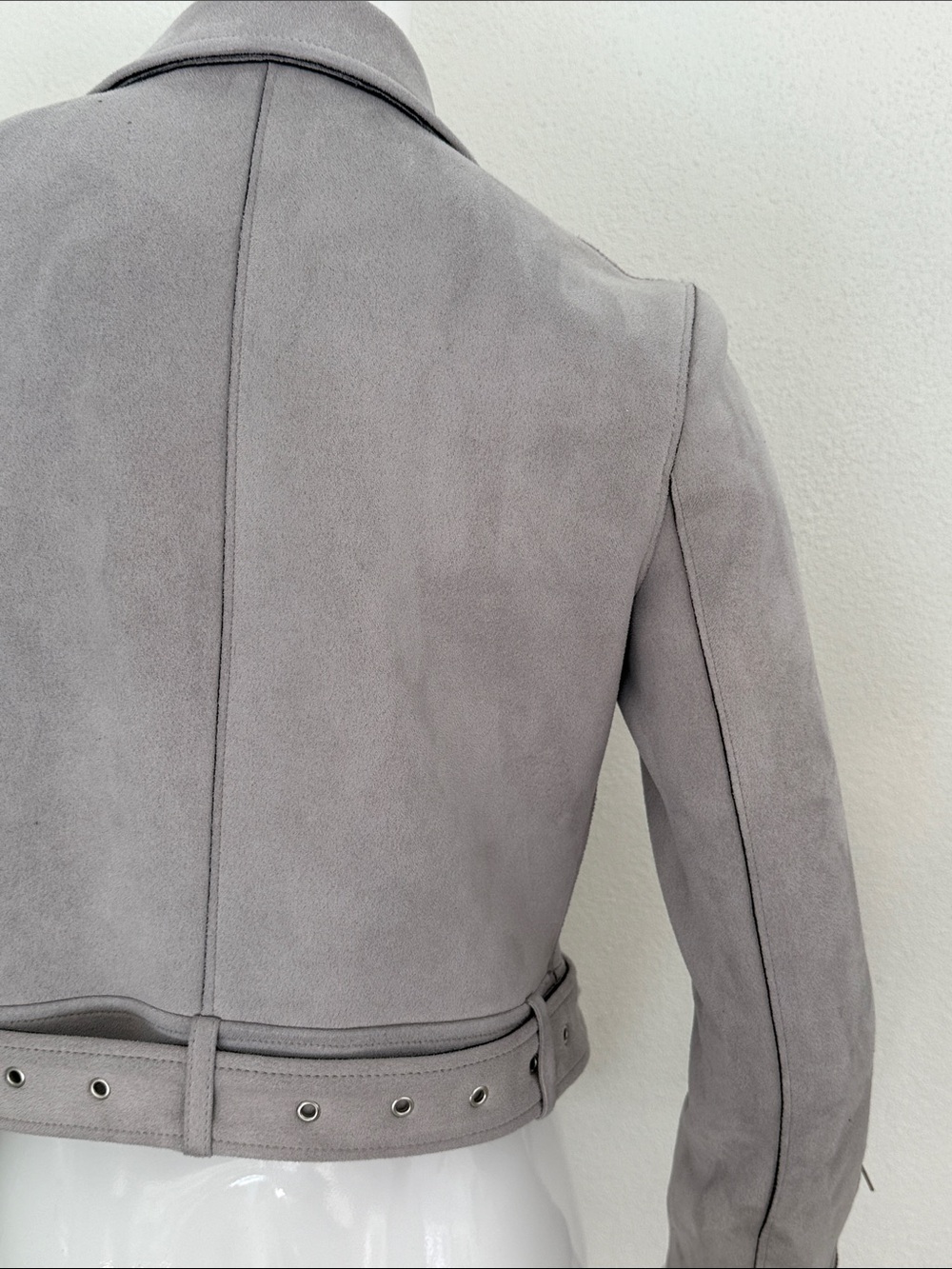 Zara UltraSuede Moto Jacket - Light Gray size XS- Excellent - Picture 6 of 13